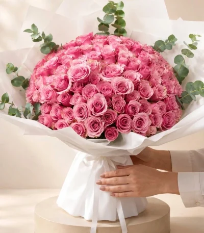 101 Adet Pembe Gül Buketi