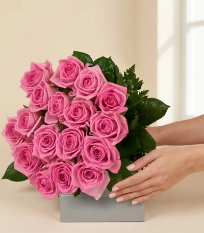 Ayıcıklı Pembe Gül Buketi